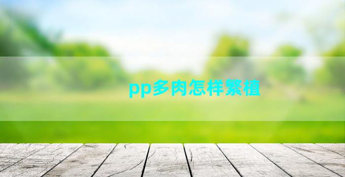 pp多肉怎样繁植