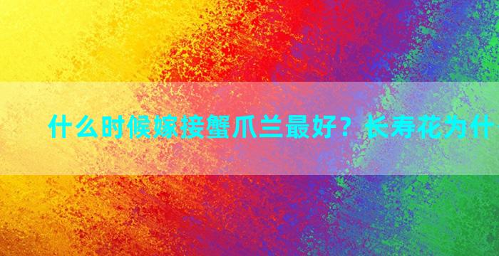 什么时候嫁接蟹爪兰最好？长寿花为什么要嫁接