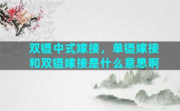 双镊中式嫁接，单镊嫁接和双镊嫁接是什么意思啊