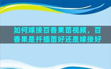 如何嫁接百香果苗视频，百香果是扦插苗好还是嫁接好