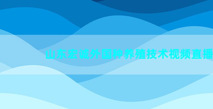 山东宏诚外国种养殖技术视频直播