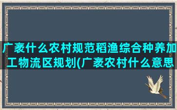 广袤什么农村规范稻渔综合种养加工物流区规划(广袤农村什么意思)