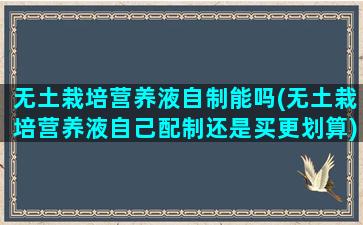 无土栽培营养液自制能吗(无土栽培营养液自己配制还是买更划算)