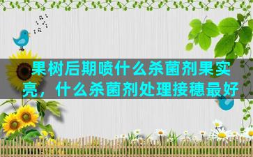 果树后期喷什么杀菌剂果实亮，什么杀菌剂处理接穗最好