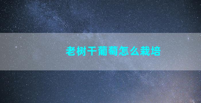 老树干葡萄怎么栽培