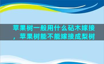 苹果树一般用什么砧木嫁接，苹果树能不能嫁接成梨树